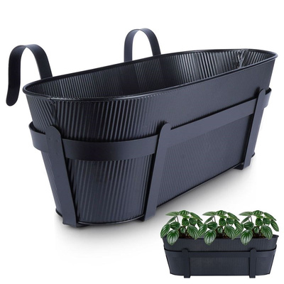 Balcony Flower Pot Metal Black 51,5 cm