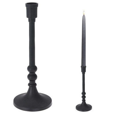 Candle Holder Aluminum Black 23 cm