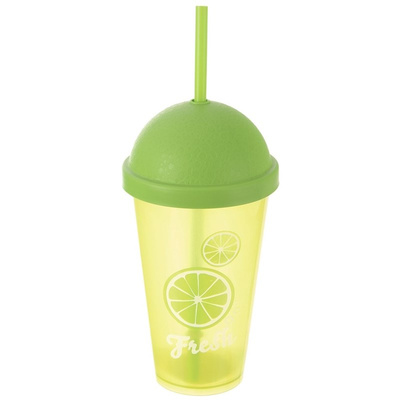 Mug Plastic with Lid and Straw 450 ml