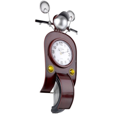 Table Clock Metal Brown Scooter 44,5 cm