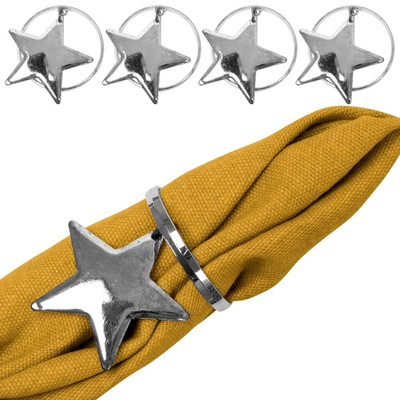 Napkin Rings Metal Silver Stars 4 cm 4 pcs