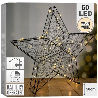 Lighted Star Black 60 LED 50 cm