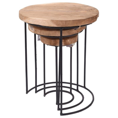 Side Table Metal Round 3 pcs