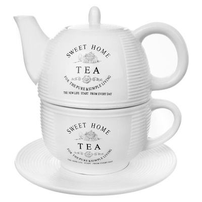 Tea for One Ceramic White SWEET HOME 3 pcs