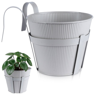 Balcony Flower Pot Metal Gray 20 cm