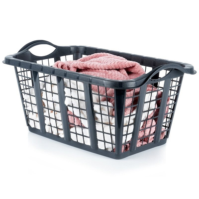 Laundry Basket Plastic Black 37 l