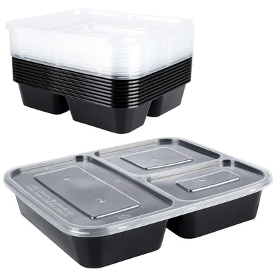 Frischhaltedose Vorratsdose Lebensmittelbehälter Lunchbox Brotdose Aufbewahrungsbox geteilt mit 3 Fächern, Set 10 Stk. 1,5 L