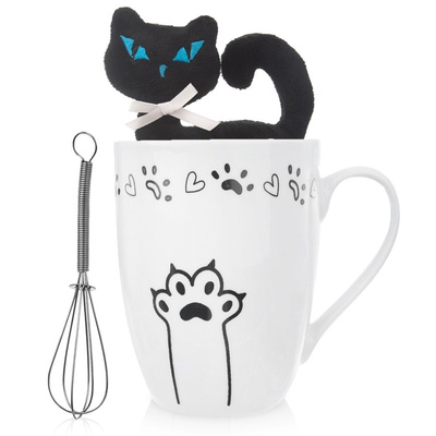 Becher Tasse mit Maskottchen und Rührbesen aus Keramik Geschenkset 350 ml 3 El.