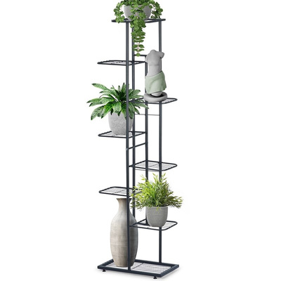 Plant Stand Metal Black 8-Level 142 cm