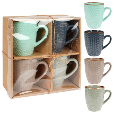 Keramikbecher Keramiktasse Kaffeetasse Teetasse Geschenk-Set 4 x 270 ml mit Henkel