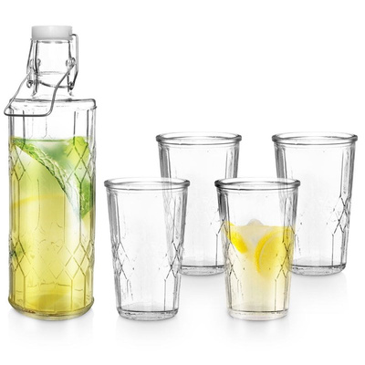 Decanter and Glasses Set Glass 970 ml + 4x250 ml 5 pcs