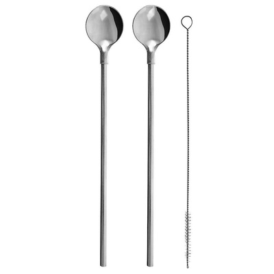 Straws Spoons Steel 3 pcs