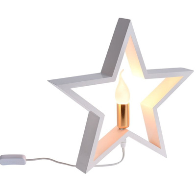 Table Lamp Wooden White Star 34,5 cm