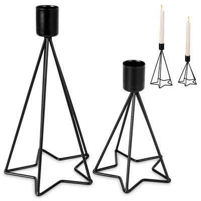 Candle Holder Metal Black 20 / 13,5 cm 2 pcs