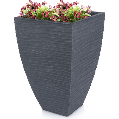 Gartentopf Planztopf Blumentopf Übertopf für Garten grau quadratisch 39x39x60 cm