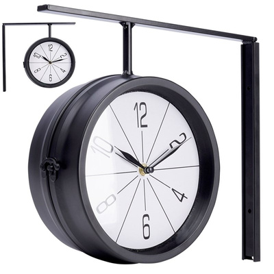 Wall Clock Metal Black Double-Sided 30,5x9,5x28 cm