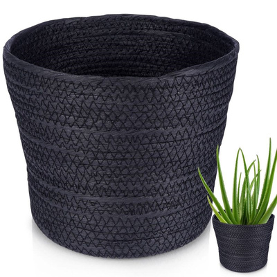 Plant Pot Braided Black 22x18 cm