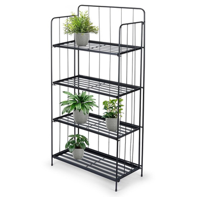 Plant Stand Metal Black 4-Story 58x28x118 cm