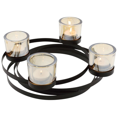 Candle Holder Metal Black for 4 Candles 28x12 cm