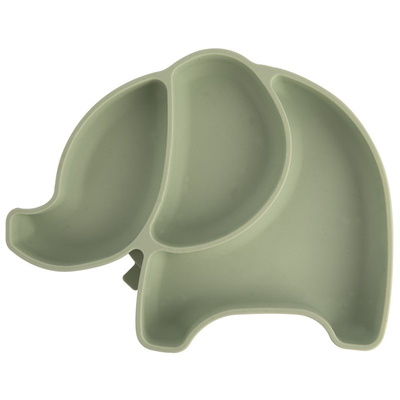 Plate for Kids Silicone Divided green elephant 23,5x19x3,5 cm