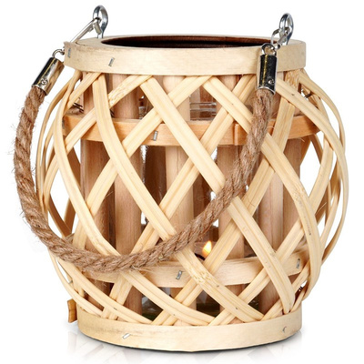 Candle Lantern Bamboo 14,5x14 cm