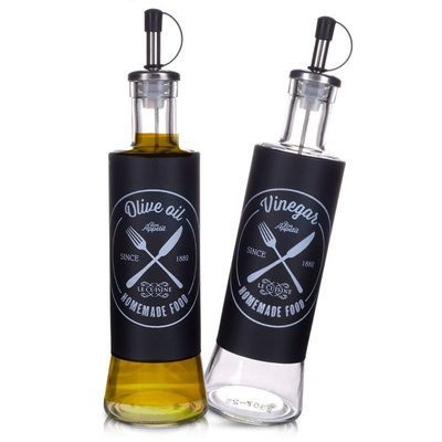 Oil and Vinegar Bottles Glass Black Black 300 ml 2 pcs