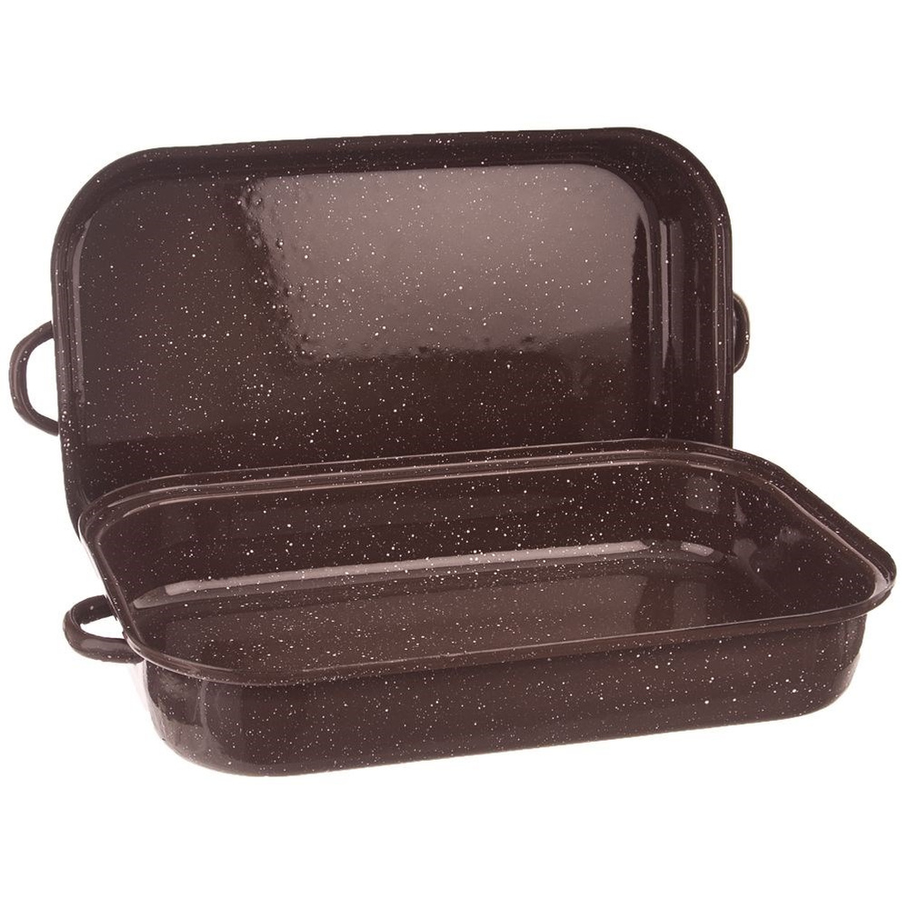 Brytfanna emaliowana z pokrywką prostokątna BROWN 14 l, 46x27,5 cm