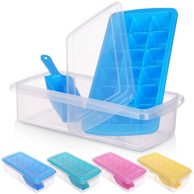 Ice Cube Tray with Lid, Container and Spatula 27,5x13,5 cm