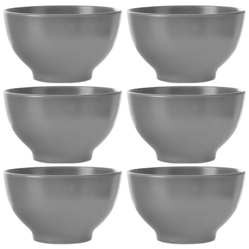 Keramikschale Schale Suppenschüssel Schüssel Flocken Brei Salatschüssel grau 6er Set ALFA 600 ml