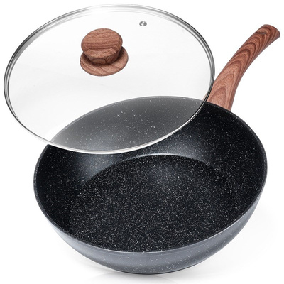 Frying Pan Granite with Glass Lid BLACK&WOOD 28 cm, 3,5 l