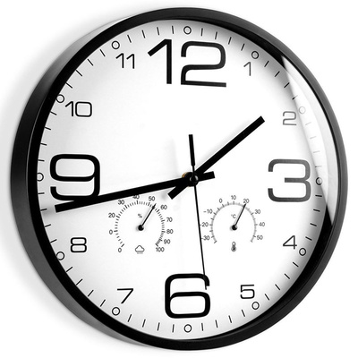 Wall Clock White with a Thermometer Hygrometer 30 cm