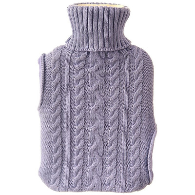 Wärmeflasche Bettflasche Gummi-Wärmflasche im Pullover Bezug violett 1,6 L 33x20 cm