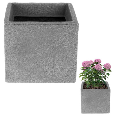 Garden Flower Pot Plastic Gray Square 20x17,5 cm