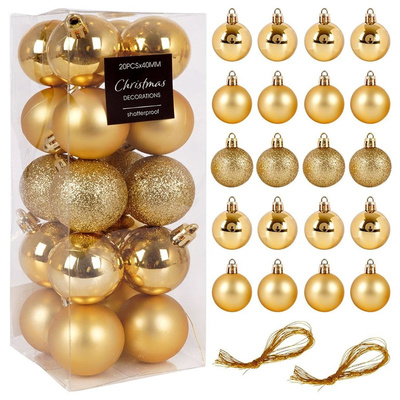 Christmas Baubles Golden Unbreakable 4 cm 20 pcs