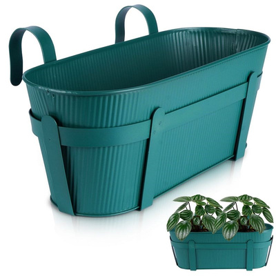 Balcony Flower Pot Metal Green 37,5 cm