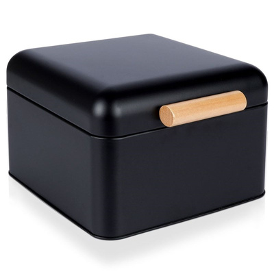 Bread Bin Metal Black 22x20x14 cm