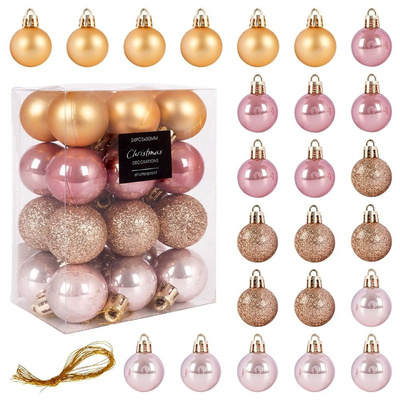 Christmas Baubles Pink Unbreakable 3 cm 24 pcs