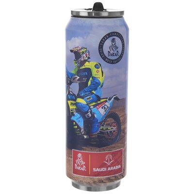 Thermobecher | Isolierbecher | Thermosflasche dosenförmig mit Rallye-Dakar-Motiv aus Stahl auslaufsicher doppelwandig DAKAR 700 ml