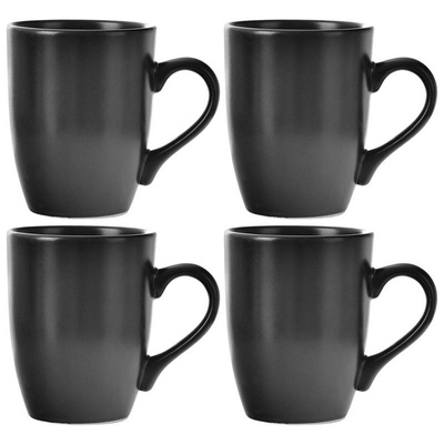 Keramikbecher Keramiktasse Kaffeetasse Teetasse schwarz mit Henkel mikrowellengeeignet 4x350 ml Set ALFA