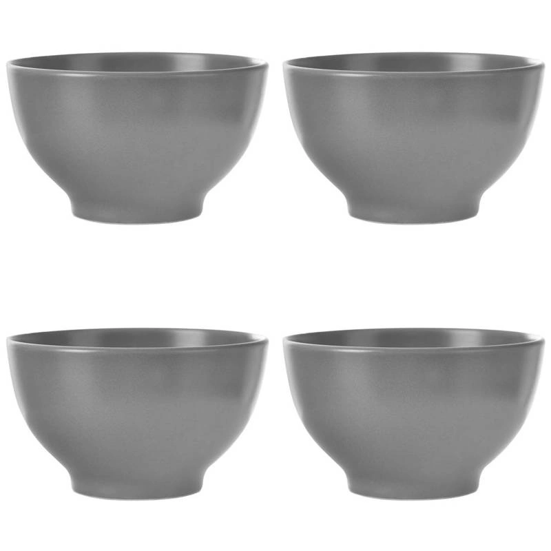 Keramikschale Schale Suppenschüssel Schüssel Flocken Brei Salatschüssel grau 4er Set ALFA 600 ml