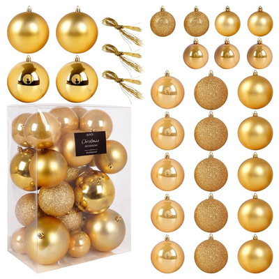 Christmas Baubles Golden Unbreakable 6-10 cm 26 pcs