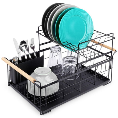 Dish Drainer Rack Black 2-Level 48x29x28,5 cm