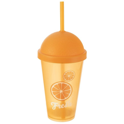 Mug Plastic with Lid and Straw 450 ml