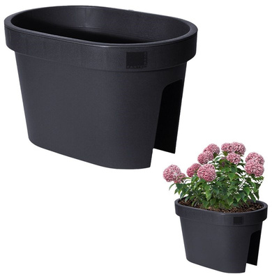 Blumenkasten Balkonkasten Blumentopf Pflanzentopf für Geländer Balkongeländer hängend schwarz 39,5x26,5x24 cm