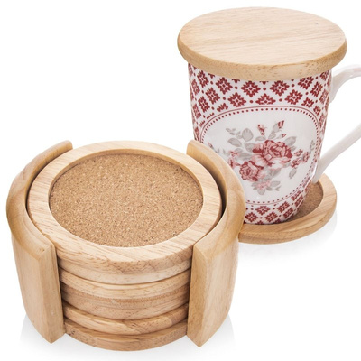 Cup Coasters Wooden with a Stand 6 pcs