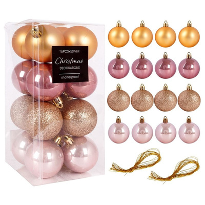 Christmas Baubles Pink Unbreakable 5 cm 16 pcs