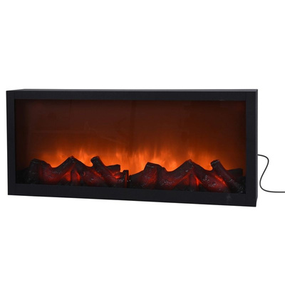 Led Electric Fireplace Metal Black 57x25 cm