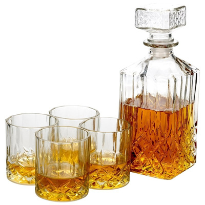 Whisky Decanter and Glasses Set Glass 900 ml + 4x230 ml 5 pcs