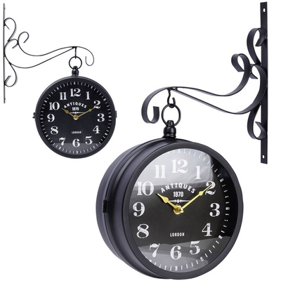 Wall Clock Metal Black Double-Sided 39x9,5x29 cm