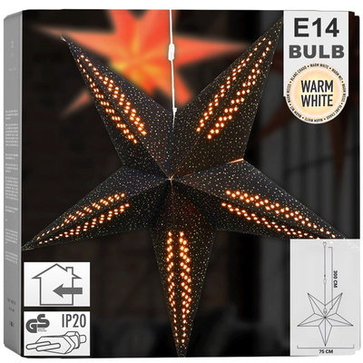 Lighted Star Velvet Black Hanging 75 cm